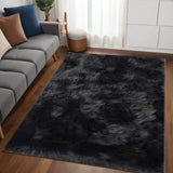 5' X 7' Gray Faux Fur Shag Washable Area Rug