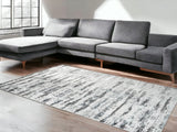 5' X 8' Silver Gray And Off White Abstract Washable Area Rug