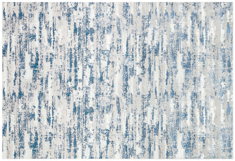 5' X 8' Navy Blue Gray And Off White Abstract Washable Area Rug