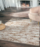 5' X 8' Beige Ivory And Off White Abstract Washable Area Rug