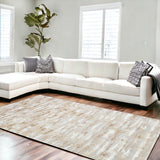 8' X 11' Beige Ivory And Off White Abstract Washable Area Rug