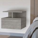 12" Gray Wood One Drawer Floating Nightstand