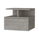 12" Gray Wood One Drawer Floating Nightstand
