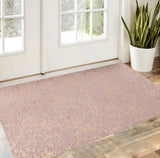 2' X 3' Pink and Gold Faux Fur Abstract Shag Non Skid Area Rug
