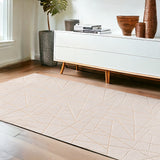 4' X 6' Beige and Gold Faux Fur Abstract Shag Non Skid Area Rug