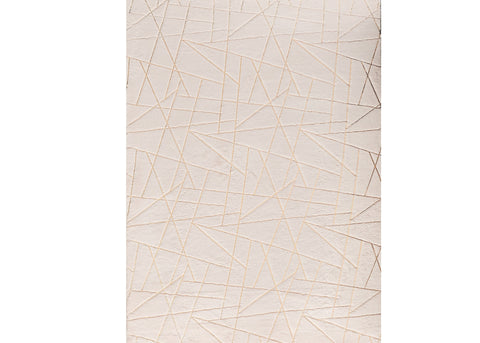 6' X 9' Beige and Gold Faux Fur Abstract Shag Non Skid Area Rug
