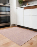 4' X 6' Pink and Gold Faux Fur Abstract Shag Non Skid Area Rug