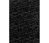 4' X 6' Black and Gold Faux Fur Abstract Shag Non Skid Area Rug