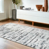 4' X 6' Silver Gray And Off White Abstract Washable Area Rug