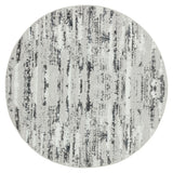 7' Silver Gray And Off White Abstract Washable Round Rug