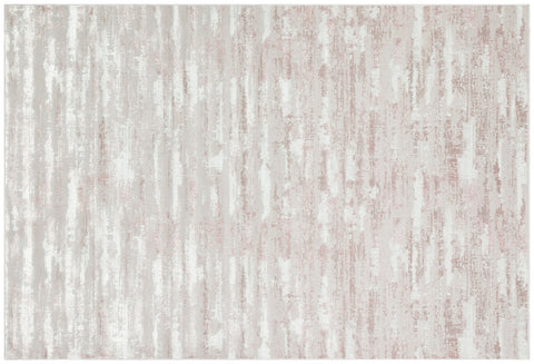 3' X 5' Pink Beige And Off White Abstract Washable Area Rug