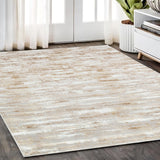4' X 6' Beige Ivory And Off White Abstract Washable Area Rug