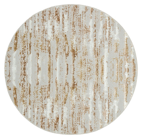 4' Beige Ivory And Off White Abstract Washable Round Rug