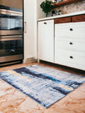 4' X 6' Blue and Yellow Abstract Printed Washable Non Skid Area Rug