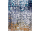 8' X 11' Blue and Silver Abstract Shag Washable Non Skid Area Rug