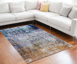 8' X 11' Blue and Silver Abstract Shag Washable Non Skid Area Rug