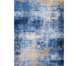 3' X 5' Blue and Gold Abstract Washable Non Skid Area Rug