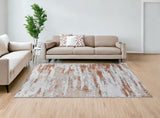8' X 11' Gray and Brown Abstract Printed Washable Non Skid Area Rug