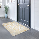3' X 5' Beige and Gold Abstract Area Rug