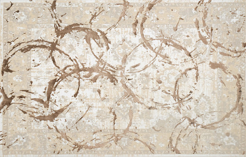 4' X 6' Beige and Gold Abstract Area Rug