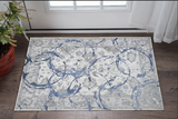 3' X 5' Ivory Blue And Gray Abstract Area Rug