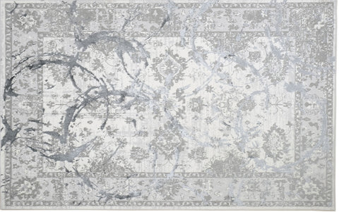 3' X 5' Gray and Silver Abstract Area Rug