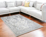 5' X 8' Gray and Silver Abstract Area Rug