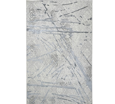 5' X 8' Gray and Silver Abstract Area Rug