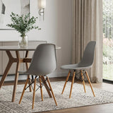 Set of Two Gray and Brown Wood and Heavy Duty Plastic Dining Side Chairs