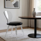Black And Clear And Black Faux Leather Dining Side Chair