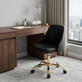 Black and Gold Faux Leather Adjustable Height Swivel Rolling Office Chair