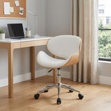Brown White and Silver Adjustable Height Swivel Rolling Office Chair