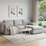 28" White Wood And Metal Round Cross Legs Coffee Table