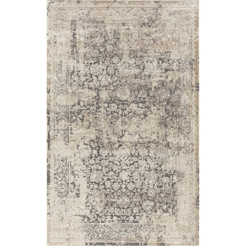 2' X 3' Gray and Ivory Floral Area Rug