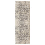 7' Gray Floral Runner Rug