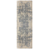 7' Blue Floral Runner Rug