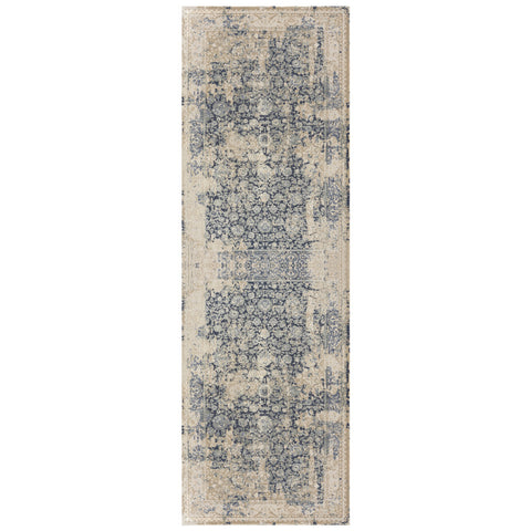 7' Blue Floral Runner Rug