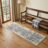 7' Blue Floral Runner Rug