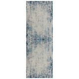 6' Blue And Ivory Abstract Runner Rug