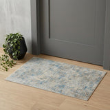 2' X 3' Blue and Ivory Abstract Area Rug
