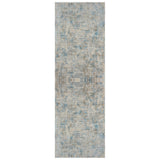 6' Blue And Ivory Abstract Runner Rug