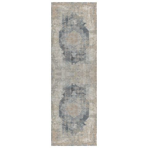 6' Beige Medallion Runner Rug