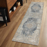 6' Beige Medallion Runner Rug