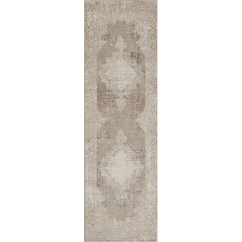 8' Ivory Medallion Runner Rug