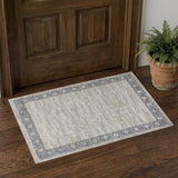 2' X 3' Blue and Beige Floral Area Rug
