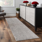 8' Gray And Ivory Wool Checkered Hand Tufted Runner Rug