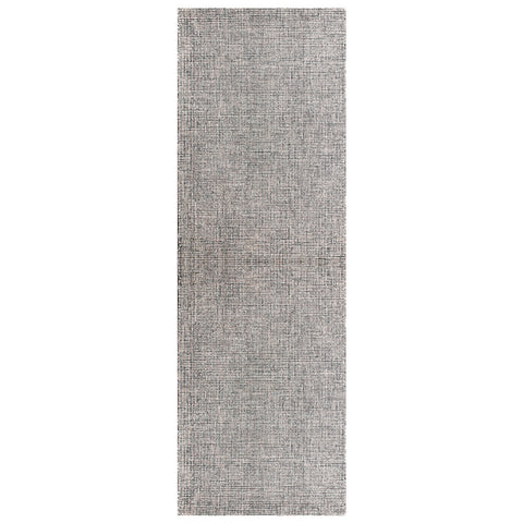 8' Gray And Ivory Wool Checkered Hand Tufted Runner Rug