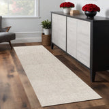 8' Beige And Brown Wool Abstract Hand Tufted Runner Rug