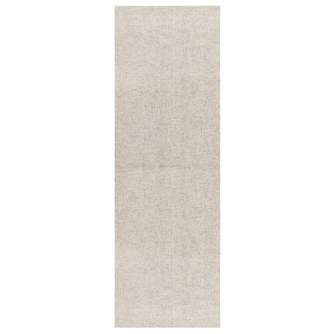 8' Beige And Brown Wool Abstract Hand Tufted Runner Rug