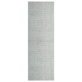 8' Green And Ivory Wool Checkered Hand Tufted Runner Rug